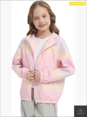 Lightweight Rain Jacket Hooded Windbreaker Lined Outdoor Kids Water Repellent